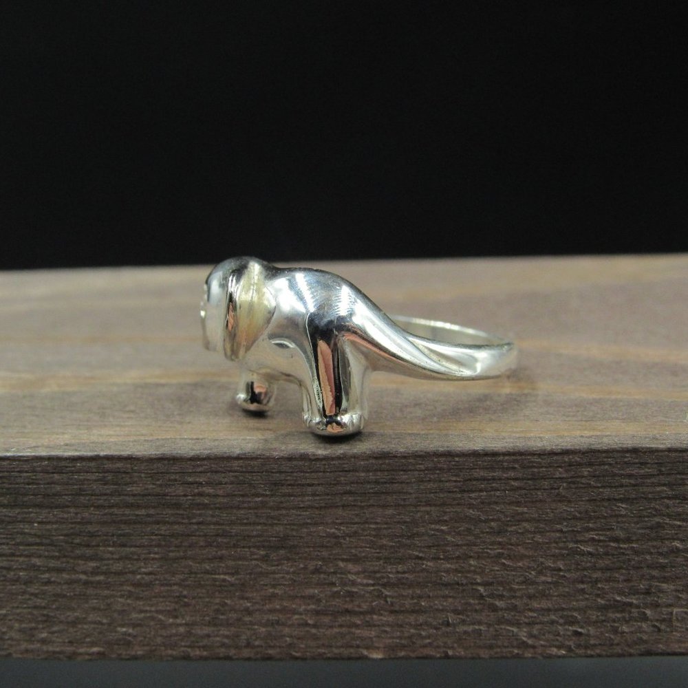 Size 8.75 Sterling Elephant Cubic Zirconia Ring - Picture 2 of 8